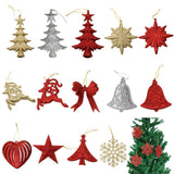 Glitter Diamond Snowflake Christmas Tree Hanging Charms Home Decor Ornaments Gold Pack Of 10PCS