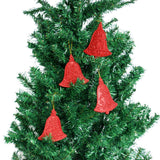 10pcs Glitter Bell Shape Christmas Tree Decoration Hanger Ornaments Red