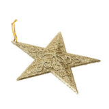 Glitter Star Shape Christmas Tree Hanging Charms Home Decor Ornaments Gold Pack Of 10PCS