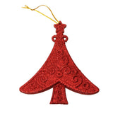 Glitter Tree Shape Christmas Tree Hanging Charms Home Decor Ornaments Red Pack Of 10PCS