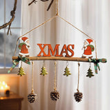 Wooden Christmas Santa Claus Xmas Tree Pine Cone Hanging Decoration Ornament