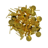 Maxbell 100pcs 8mm Blank Pad Stud Earring Post Peg Pin DIY Making Findings-Gold