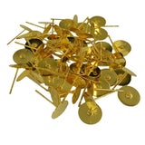 Maxbell 100pcs 8mm Blank Pad Stud Earring Post Peg Pin DIY Making Findings-Gold