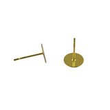 Maxbell 100pcs 8mm Blank Pad Stud Earring Post Peg Pin DIY Making Findings-Gold