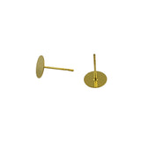 Maxbell 100pcs 8mm Blank Pad Stud Earring Post Peg Pin DIY Making Findings-Gold