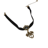 Maxbell Lady Gothic Vintage Dragon Pendant Choker Necklace Black Velvet Rope Jewelry