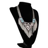 Maxbell Women Jewelry Antique Silver Tassels Pendant Long Necklace Sweater Chain