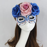 Women Girls Venetian Flower Masquerade Costume Accessory Dance Party Halloween Props Fun Eyewear Eye Mask Blue