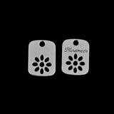 Maxbell 50pcs Handmade Hollow Daisy Flower Rectangle Label DIY Charms Pendant