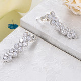 Maxbell Women Jewelry Wedding Stud Earings Silver Crystal Rhinestone Dangle Earings