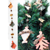 Christmas Xmas Tree Pine Cone Wood Leaf Shape String Hanging Decoration