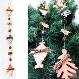 Christmas Xmas Tree Pine Cone Wood Diamond Shape String Hanging Decoration