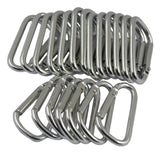 Maxbell 20pcs D Shape Hiking Carabiner Buckle Snap Spring Clip Hook Keychain Silver