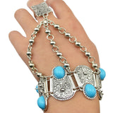 Maxbell Boho Lady Jewelry Coins Tassel Antique Carved Flower Finger Bangle Bracelet