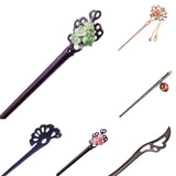 Wooden Hair Pin Stick Chopstick Handmade Carved Hair Fork Black