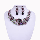 Maxbell Wedding Rhinestone Multicolor Flower Earrings Necklace Bridal Jewelry Sets