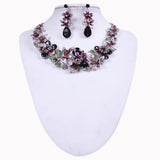 Maxbell Wedding Rhinestone Multicolor Flower Earrings Necklace Bridal Jewelry Sets