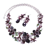 Maxbell Wedding Rhinestone Multicolor Flower Earrings Necklace Bridal Jewelry Sets