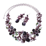 Maxbell Wedding Rhinestone Multicolor Flower Earrings Necklace Bridal Jewelry Sets