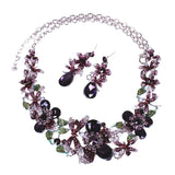 Maxbell Wedding Rhinestone Multicolor Flower Earrings Necklace Bridal Jewelry Sets