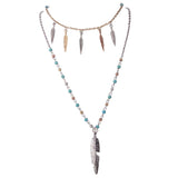 Maxbell Boho Style Jewelry Retro Silver Multilayer Party Long Chain Pendant Necklace