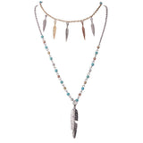 Maxbell Boho Style Jewelry Retro Silver Multilayer Party Long Chain Pendant Necklace