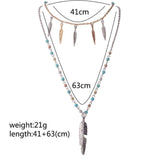 Maxbell Boho Style Jewelry Retro Silver Multilayer Party Long Chain Pendant Necklace