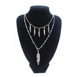 Maxbell Boho Style Jewelry Retro Silver Multilayer Party Long Chain Pendant Necklace