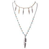 Maxbell Boho Style Jewelry Retro Silver Multilayer Party Long Chain Pendant Necklace