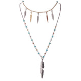 Maxbell Boho Style Jewelry Retro Silver Multilayer Party Long Chain Pendant Necklace