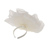 White Tulle Mesh Flower Hat Headband Fascinator Bridal Cocktail Headpiece