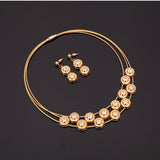 Maxbell Gold Stainless Steel Wedding Bride Parure Necklace Earings Jewelry Sets