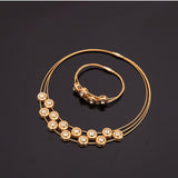 Maxbell Gold Stainless Steel Wedding Bride Parure Necklace Earings Jewelry Sets