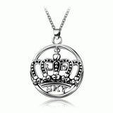 Maxbell Men Jewelry Party Punk Steel Color Crown Pendant Round Dangle Chain Necklace