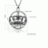 Maxbell Men Jewelry Party Punk Steel Color Crown Pendant Round Dangle Chain Necklace