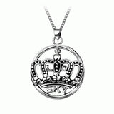 Maxbell Men Jewelry Party Punk Steel Color Crown Pendant Round Dangle Chain Necklace