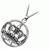 Maxbell Men Jewelry Party Punk Steel Color Crown Pendant Round Dangle Chain Necklace