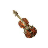 Maxbell Women Brown Vintage Violin Crystal Autumn Clothing Accessories Brooch Pin