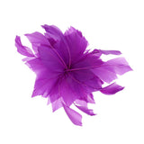 Women's Feather Flower Brooch Hair Clip Wedding Party Headdress Purple