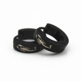 Maxbell 1 Pair Men's Women's Black Stainlees Steel Hoop Huggie Earrings Ear Studs