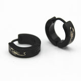 Maxbell 1 Pair Men's Women's Black Stainlees Steel Hoop Huggie Earrings Ear Studs