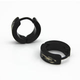 Maxbell 1 Pair Men's Women's Black Stainlees Steel Hoop Huggie Earrings Ear Studs