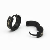 Maxbell 1 Pair Men's Women's Black Stainlees Steel Hoop Huggie Earrings Ear Studs