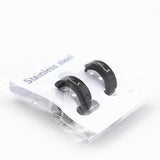 Maxbell 1 Pair Men's Women's Black Stainlees Steel Hoop Huggie Earrings Ear Studs