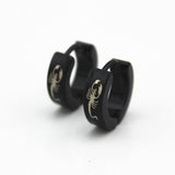 Maxbell 1 Pair Men's Women's Black Stainlees Steel Hoop Huggie Earrings Ear Studs
