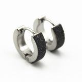 Maxbell Fashion jewelry Men Silver/Black Hoop Small Huggie Earrings