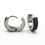 Maxbell Fashion jewelry Men Silver/Black Hoop Small Huggie Earrings