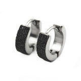 Maxbell Fashion jewelry Men Silver/Black Hoop Small Huggie Earrings