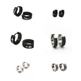 Maxbell 2pcs Crystal Stainless Steel Mens Huggie Hoop Earrings Huggie Snap Earrings