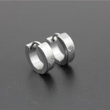 Maxbell 2pcs Crystal Stainless Steel Mens Huggie Hoop Earrings Huggie Snap Earrings